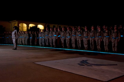 Total Force service members cross blue together