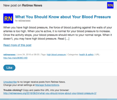 Retiree New post sample